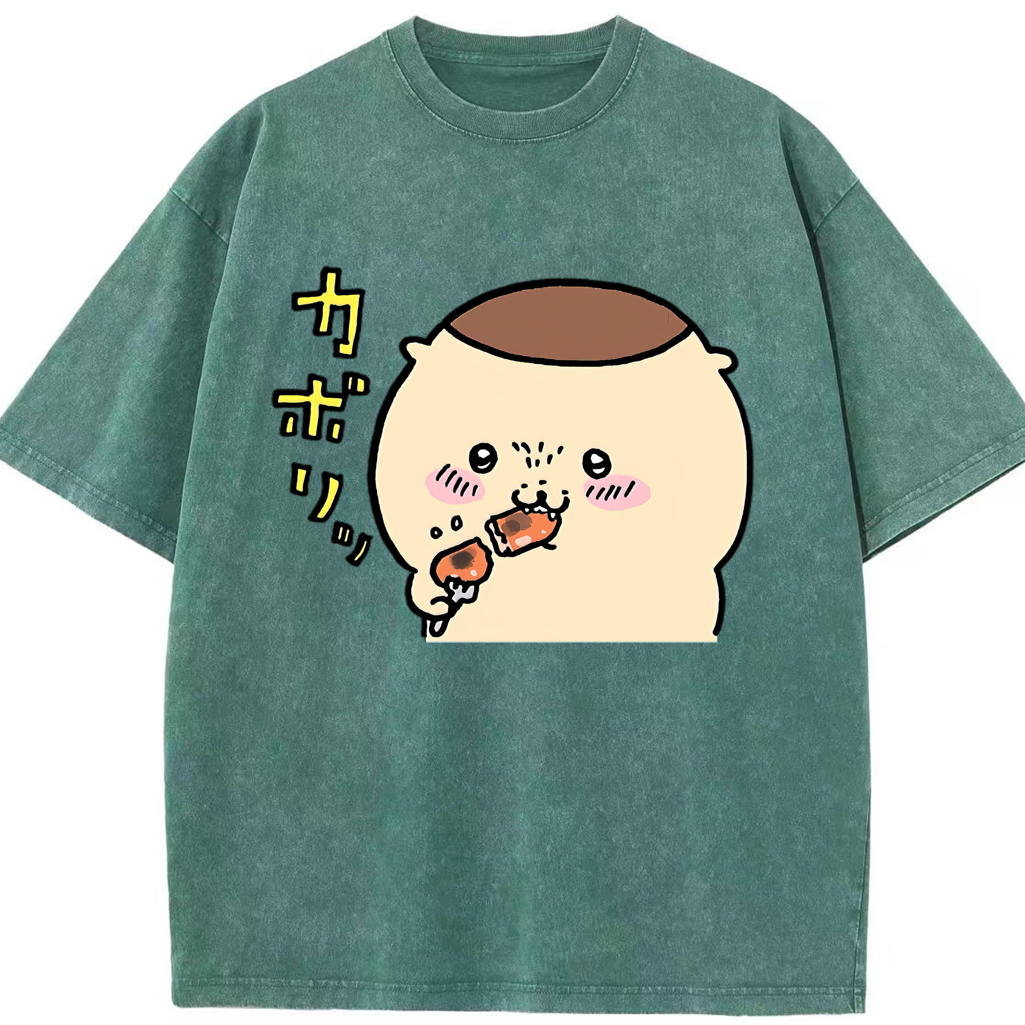 （画像用） ちいかわ くりまんじゅう Chii-kawa kuri manjū 綿100% ヴィンテージ風 半袖Tシャツ（フロントプリント）